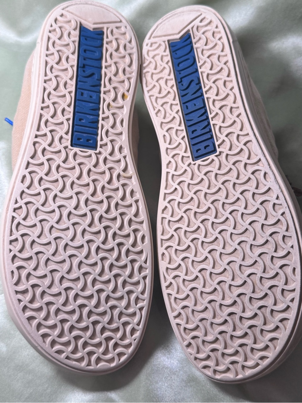 Birkenstock Vintage Canvas Lace Up Sneakers Tan Cream Blue Logo Tread EU 37 US 6 - Picture 9 of 12